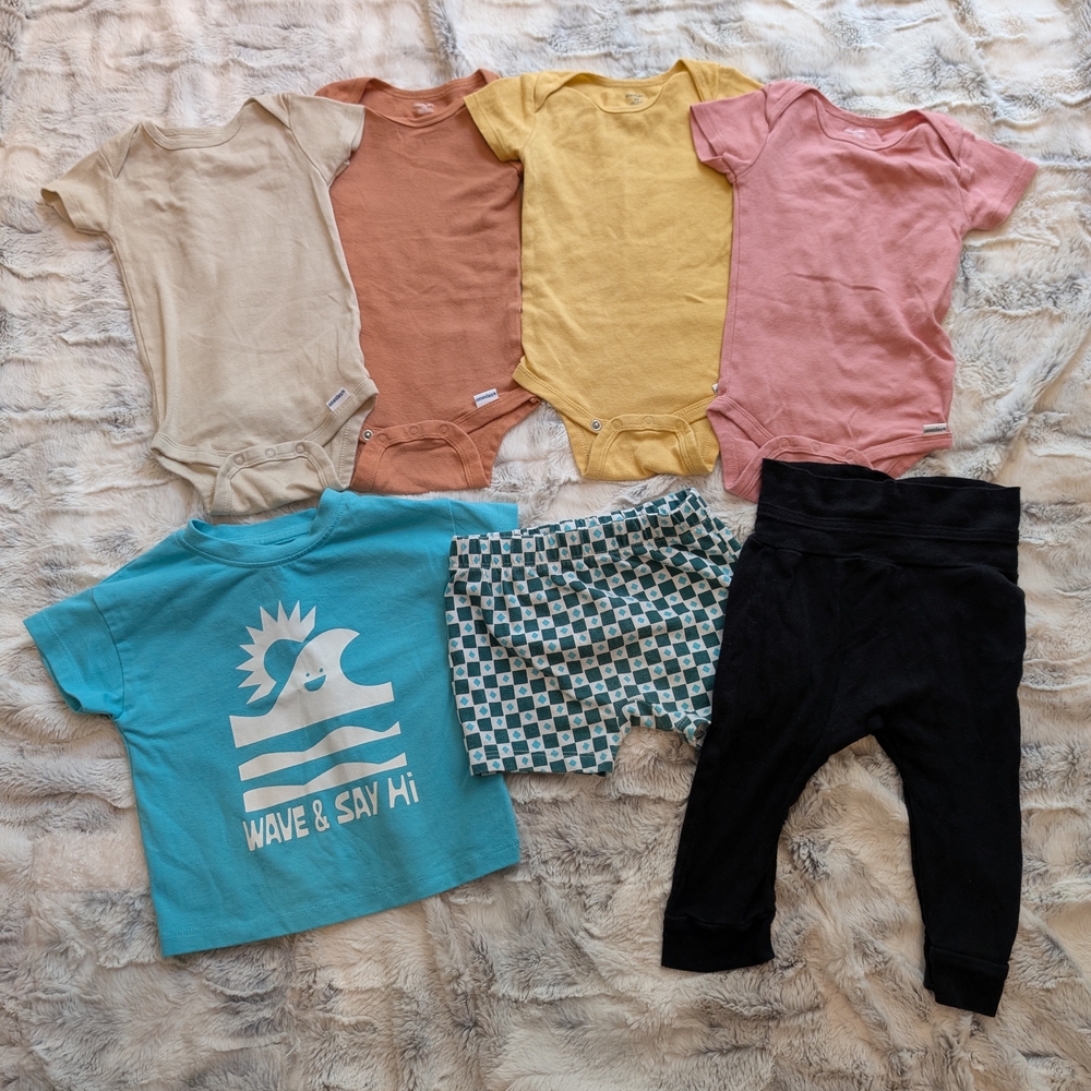 Cat & Jack Gerber 12 Month Baby Onesies Shirt Shorts Pants Bundle